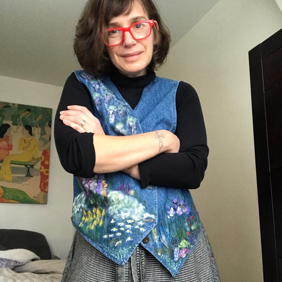 Vintage Hand Painted Jean Vest - Picture 5 of 12